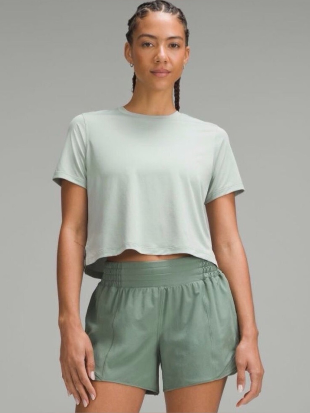 Lululemon Ultralight Waist-Length T-Shirt Jade Gray Size 2